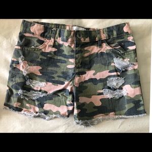 Girls’ Camouflage Denim Shorts